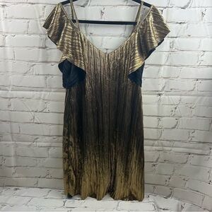 GB gold shiny off the shoulder dress with straps